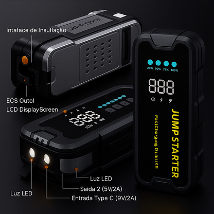 Arrancador Portátil 3 em 1 com