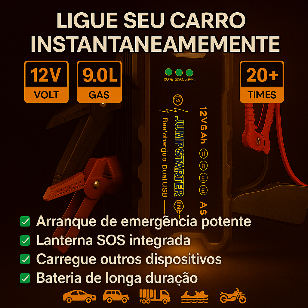 Arrancador Portátil 3 em 1 com